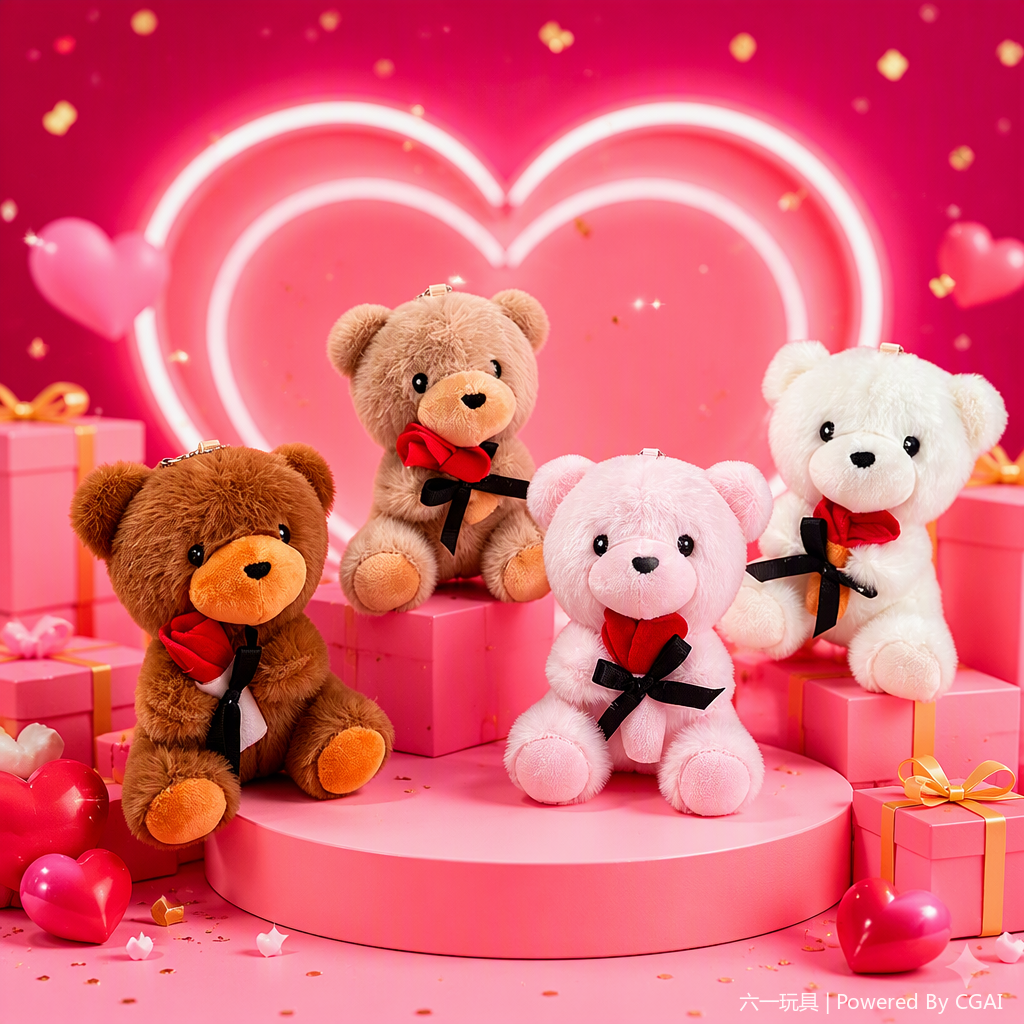 Four colorful teddy bear dolls, cute fabric dolls, children's gifts, collectible ornaments, home decoration Specification image