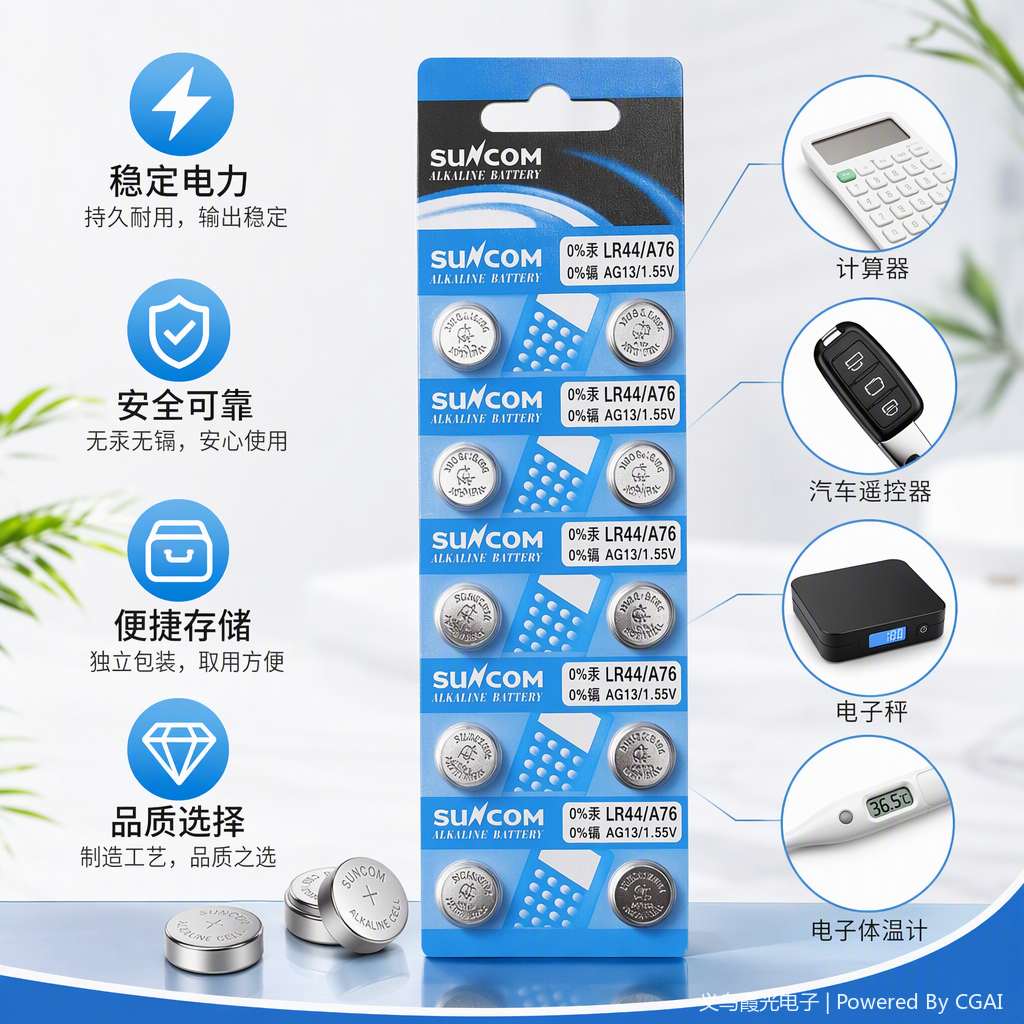 suncom alkaline button battery blue pack larga duración reloj aplicable dispositivos electrónicos