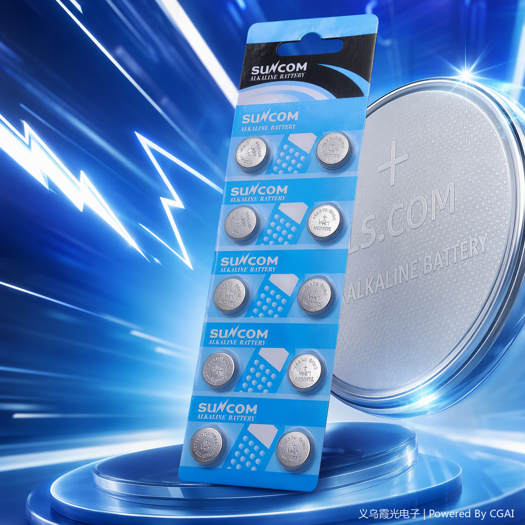 suncom alkaline button battery blue pack larga duración reloj aplicable dispositivos electrónicos Specification image
