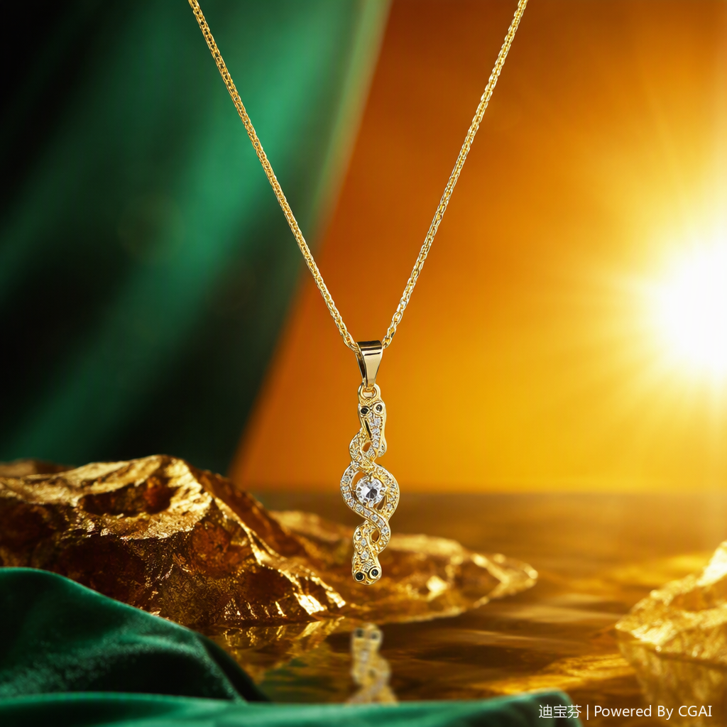 This fashionable golden snake-shaped design necklace is a trendy, individualistic and versatile accessory for women. It is a simple necklace and accessory Specification image