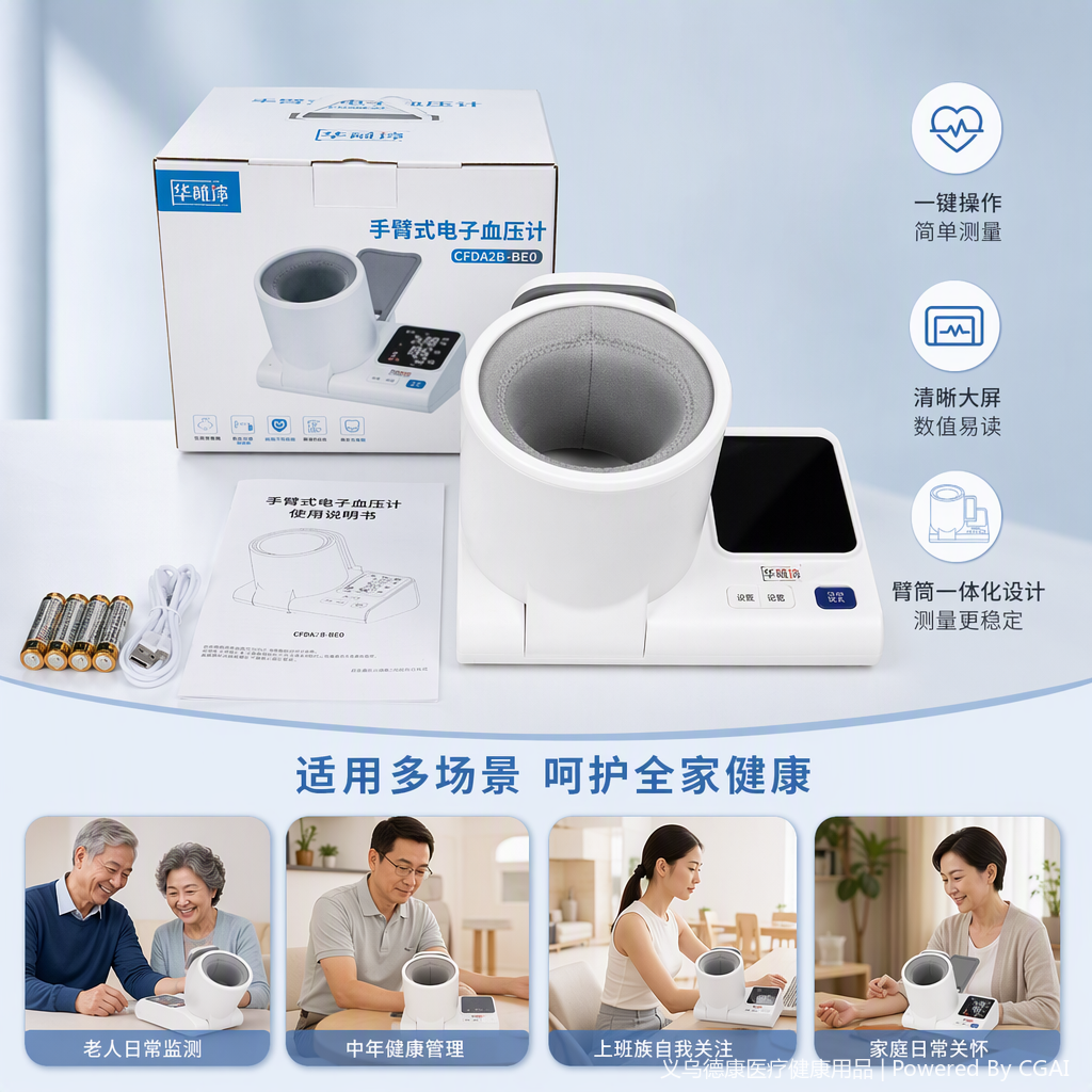 Home blood pressure monitor, medical maintenance blood pressure monitor, digital electronic blood pressure meter, home health detection instrument Application Scenario