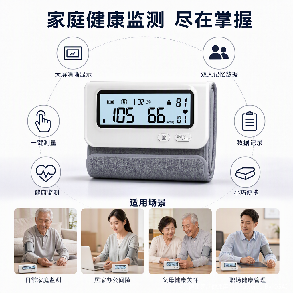 Home smart blood pressure monitor, digital blood pressure monitor, health management, home blood pressure measurement instrument, suitable for adults and children Specification image