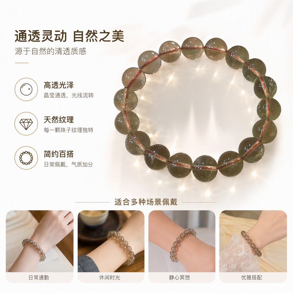 Natural yellow crystal bracelet for men and women, fashionable bracelet and jewelry, hand-woven colorful accessories, as a gift
