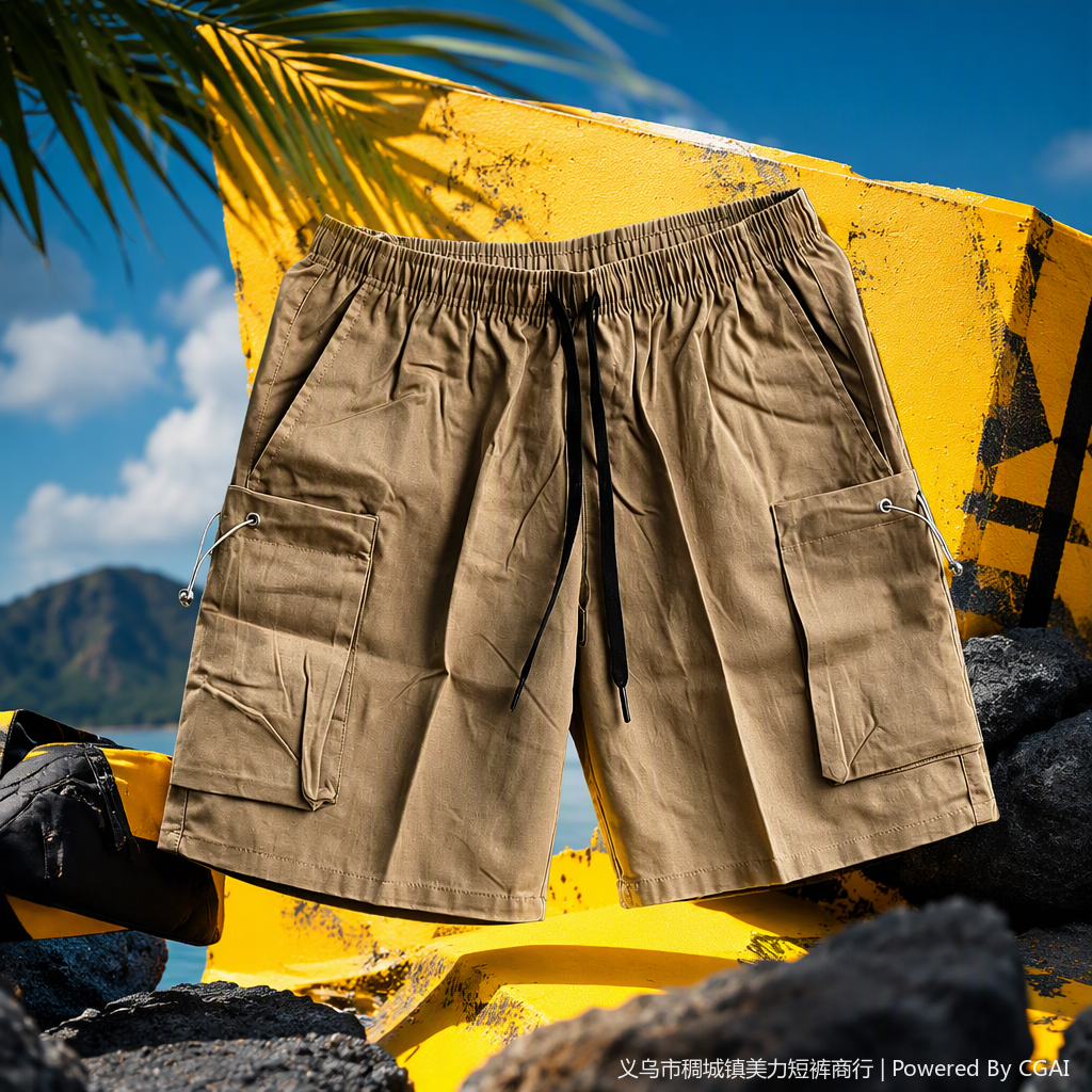 Men's casual workwear shorts are loose and versatile. Khaki summer thin multi-pocket casual pants are a new trend in men's fashion Specification image