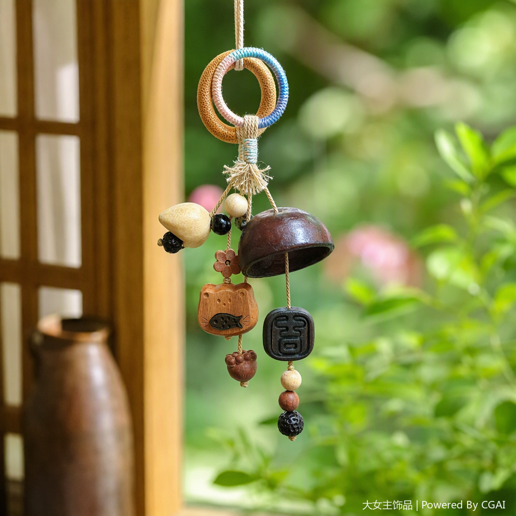 Colorful rope ring pendants, creative decoration, personalized handcrafted pendants, colorful beaded pendants, trendy accessories details Picture