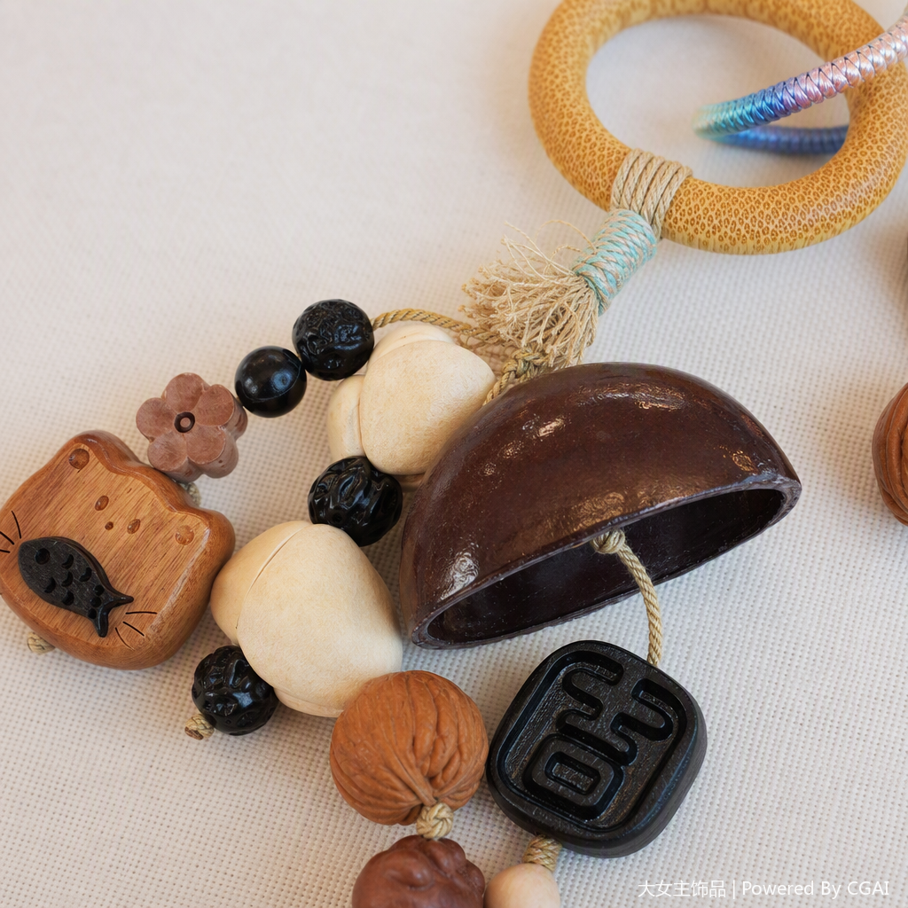 Colorful rope ring pendants, creative decoration, personalized handcrafted pendants, colorful beaded pendants, trendy accessories Application Scenario