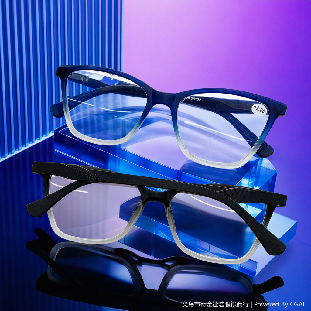 Fashionable blue gradient frame glasses, black gradient frame glasses, unisex trendy eyewear accessories Specification image