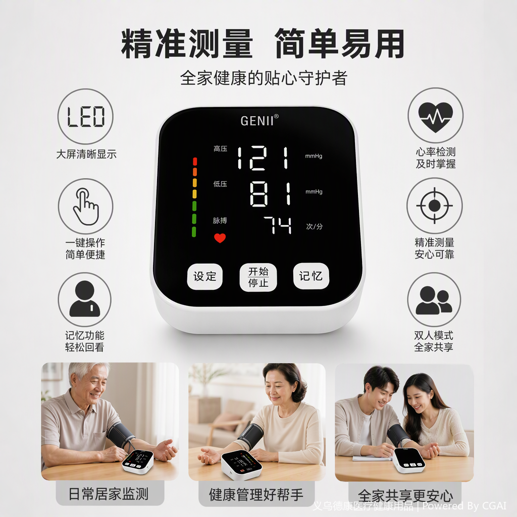 Home blood pressure monitor, multi-functional intelligent blood pressure monitoring instrument for medical maintenance, family health detection equipment, portable blood pressure monitor