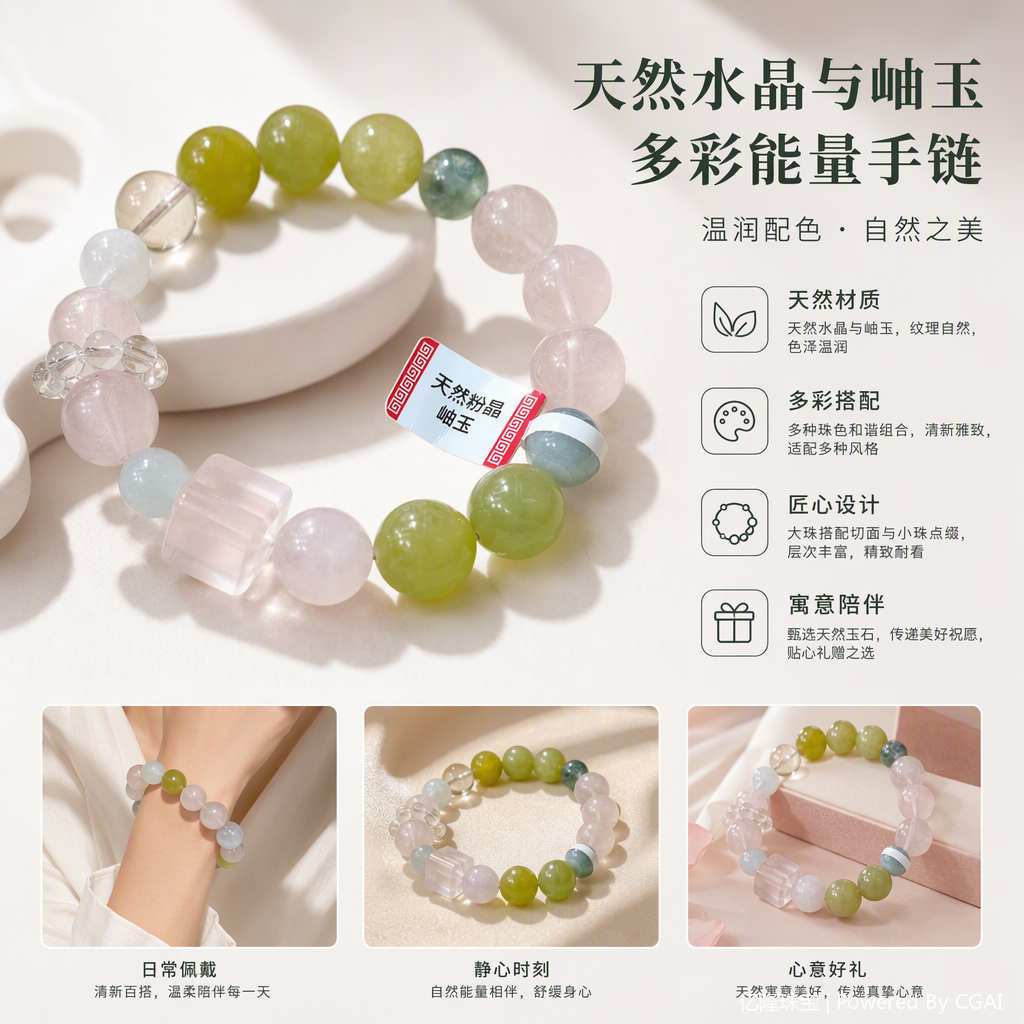 Colorful crystal bracelets, fashionable bracelets and jewelry, personalized bracelets for couples, birthday gifts for ladies and students