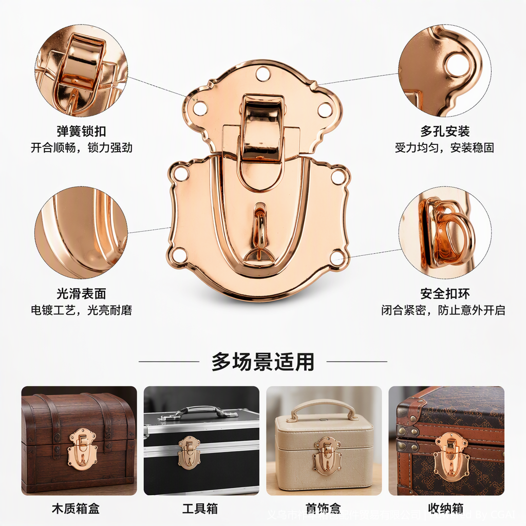 时尚金属搭扣手提包配件高档金色装饰品百搭潮流配件详情2
