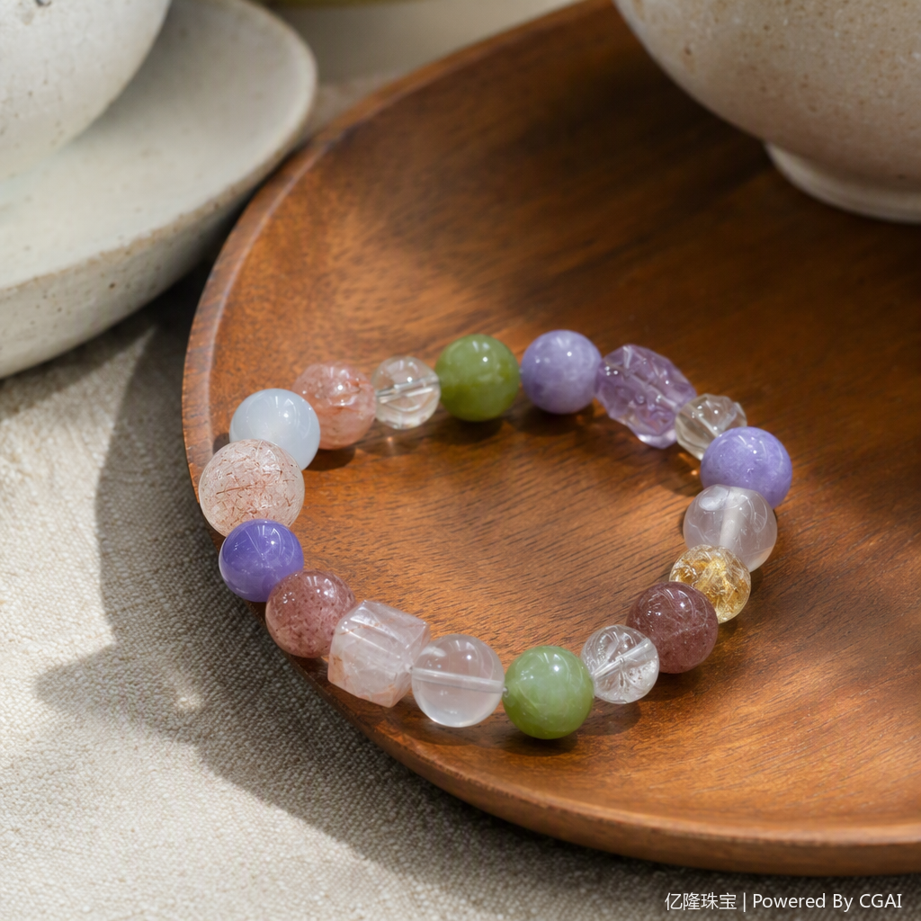 Colorful crystal bracelet, fashionable bracelet and jewelry, female student couple bracelet as a gift, summer new style details Picture