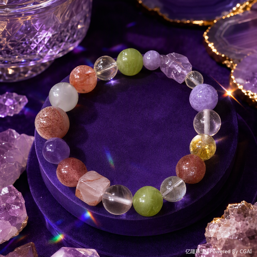 Colorful crystal bracelet, fashionable bracelet and jewelry, female student couple bracelet as a gift, summer new style Specification image