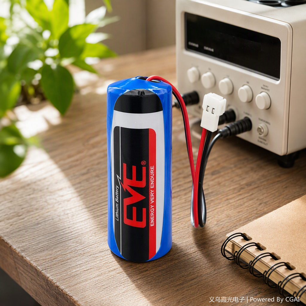 Batería de litio cilíndrica azul con cable rojo y negro enchufe blanco fuente de alimentación de carga portátil de alta capacidad details Picture