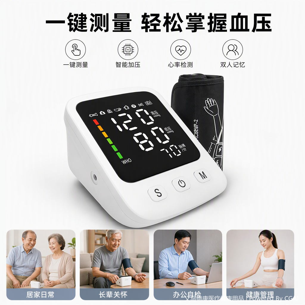 Home blood pressure monitor, intelligent blood pressure monitoring instrument, portable fully automatic blood pressure monitor, health management, home medical equipment