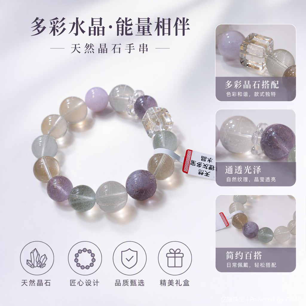 Colorful crystal bracelets, fashionable bracelets and accessories, couple bracelets for men and women, trendy and personalized accessory gifts
