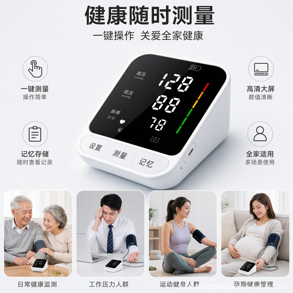 Home digital blood pressure monitor, portable intelligent blood pressure monitor, health management blood pressure instrument, suitable for adults and children Item Picture
