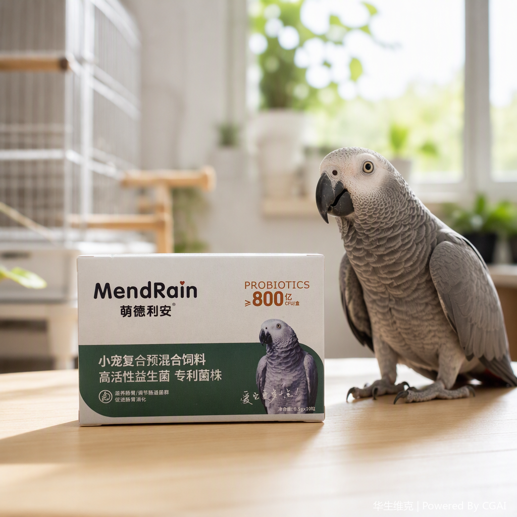 The Huasheng Vik Mengdelian Bird compound premix feed features a patented strain of highly active probiotics that promotes digestion, nourishes the stomach and intestines, and regulates the intestinal tract Specification image