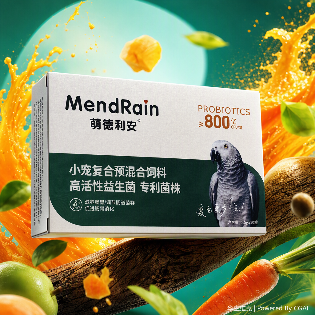 The Huasheng Vik Mengdelian Bird compound premix feed features a patented strain of highly active probiotics that promotes digestion, nourishes the stomach and intestines, and regulates the intestinal tract Application Scenario