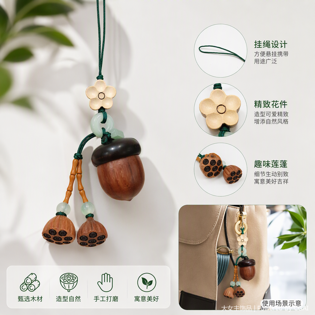 Natural-style wooden pendants and hangers, handcrafted, creative, simple and individual home decoration items, gift ornaments