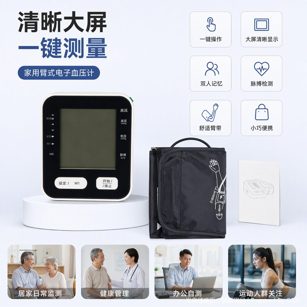 Portable intelligent blood pressure measuring instrument, a home health monitoring device, is an essential tool for medical maintenance details Picture