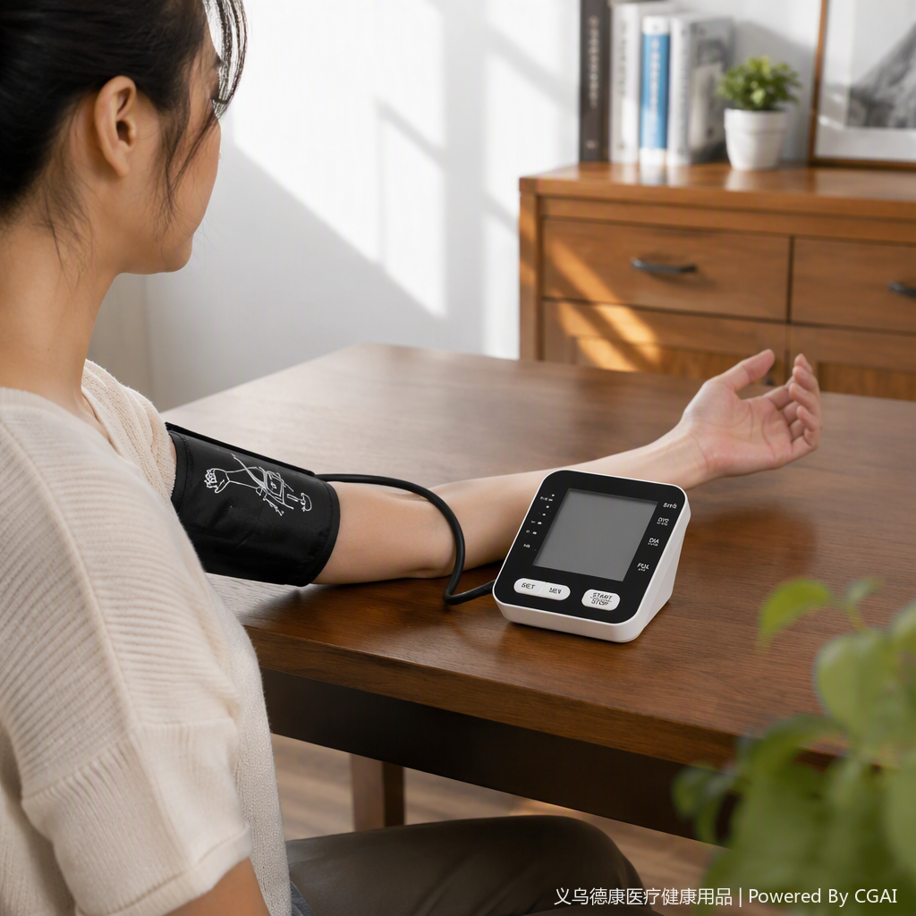 Portable intelligent blood pressure measuring instrument, a home health monitoring device, is an essential tool for medical maintenance Specification image