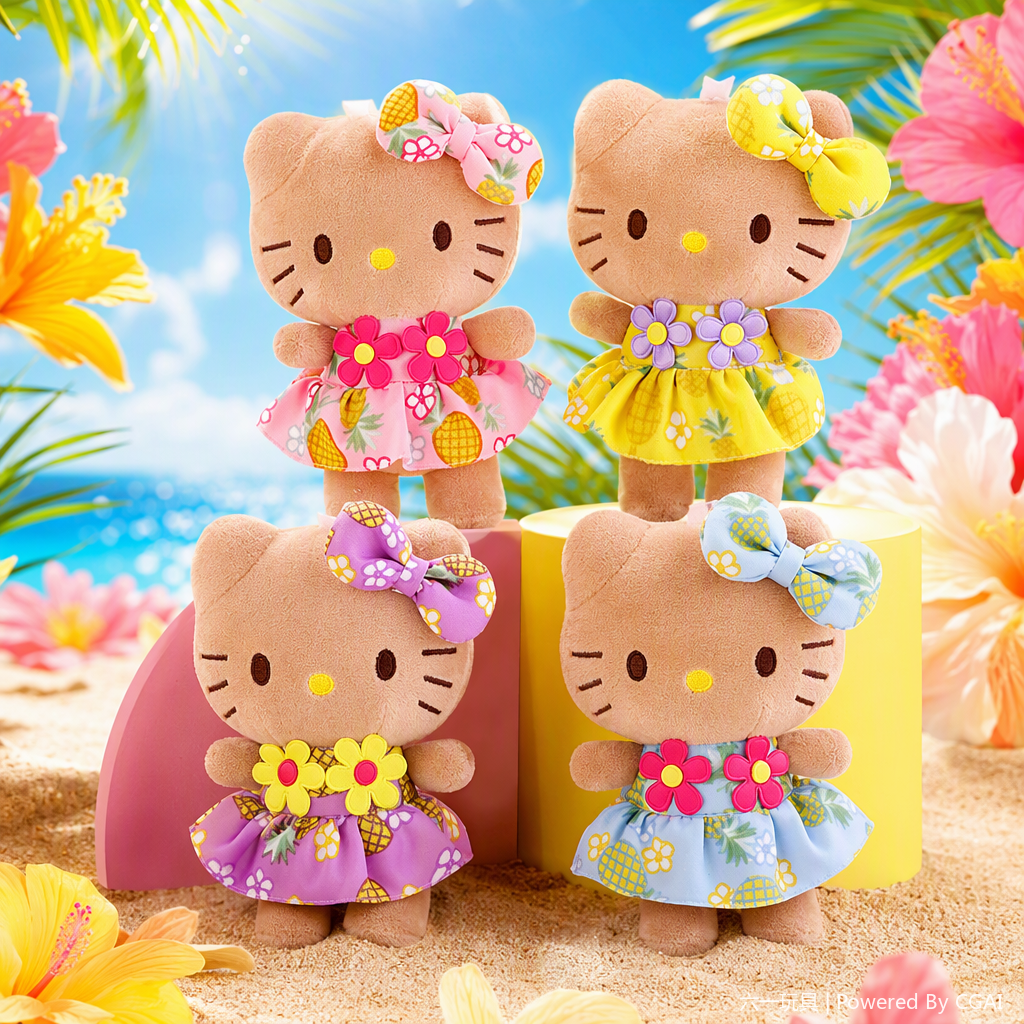 Black leather KT cat plush pendants, schoolbags, keychains, hanging decorations, cute anime merchandise, wholesale available for export, dolls, colorful dresses, Hello Kitty dolls, cute figurines, children's toys, gifts, collectibles Application Scenario