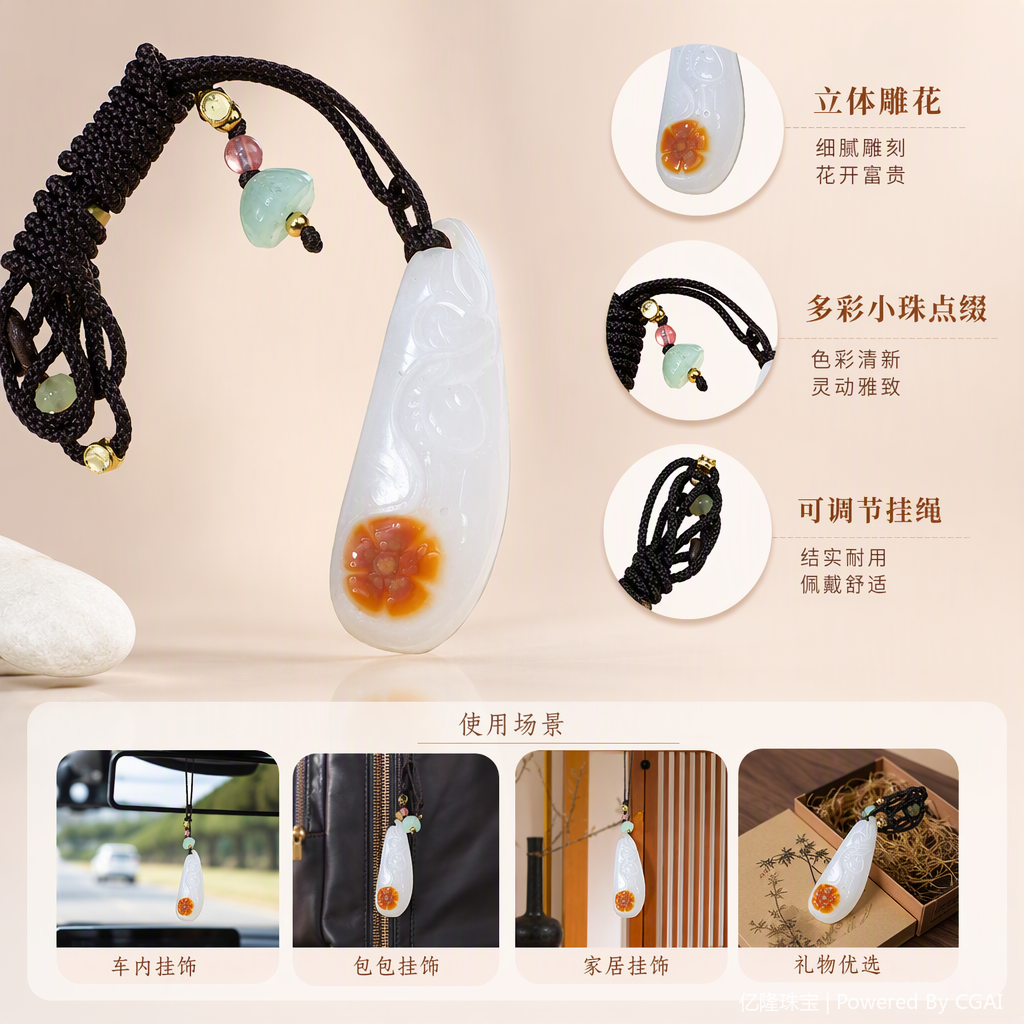 Pure white jade pendant necklace for women, simple, fashionable and natural jade accessory gift