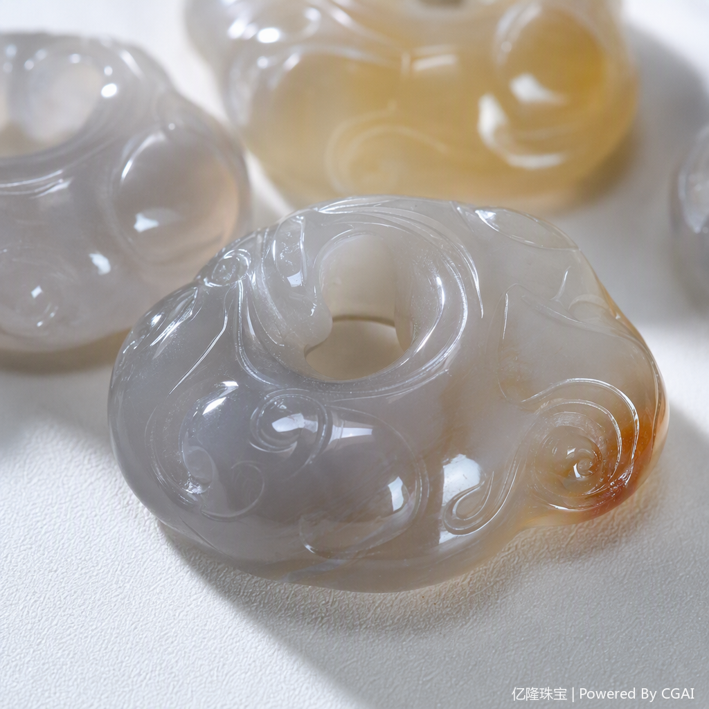 Six sets of cloud-shaped agate sculptures with bamboo trays, elegant craftsmanship, home decoration, gift collection Application Scenario