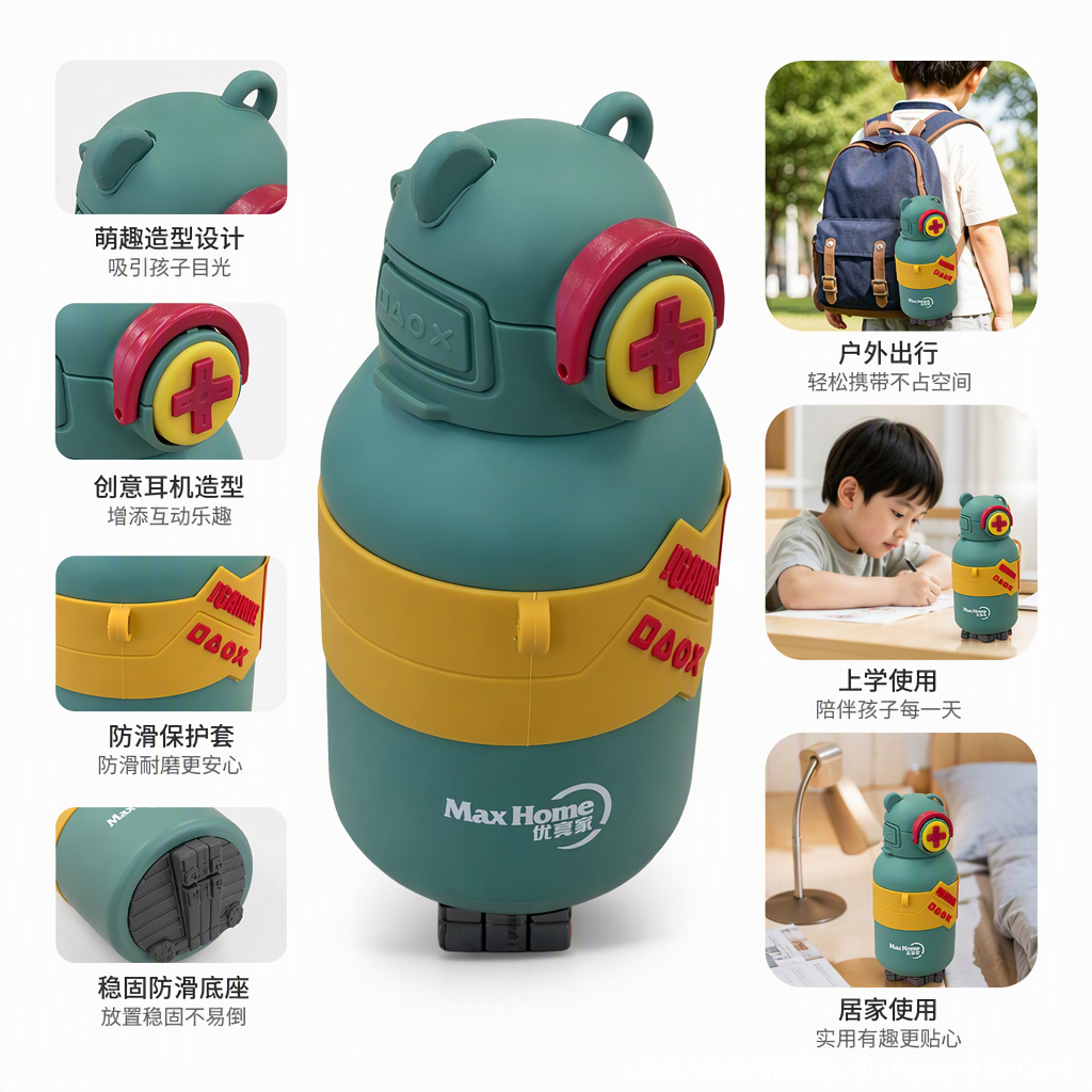 Big Bear Children's Insulated Cups, men's and women's outdoor portable leak-proof heat-resistant student water cups, children's daily necessities cups Specification image