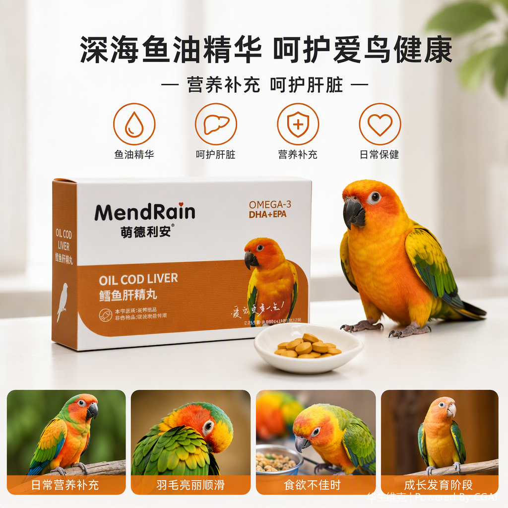Watson Wick Mengdelian Bird Compound Premix Feed Cod Liver Essence Pills support/nourish the skin, brighten the feather color/promote eye health Specification image