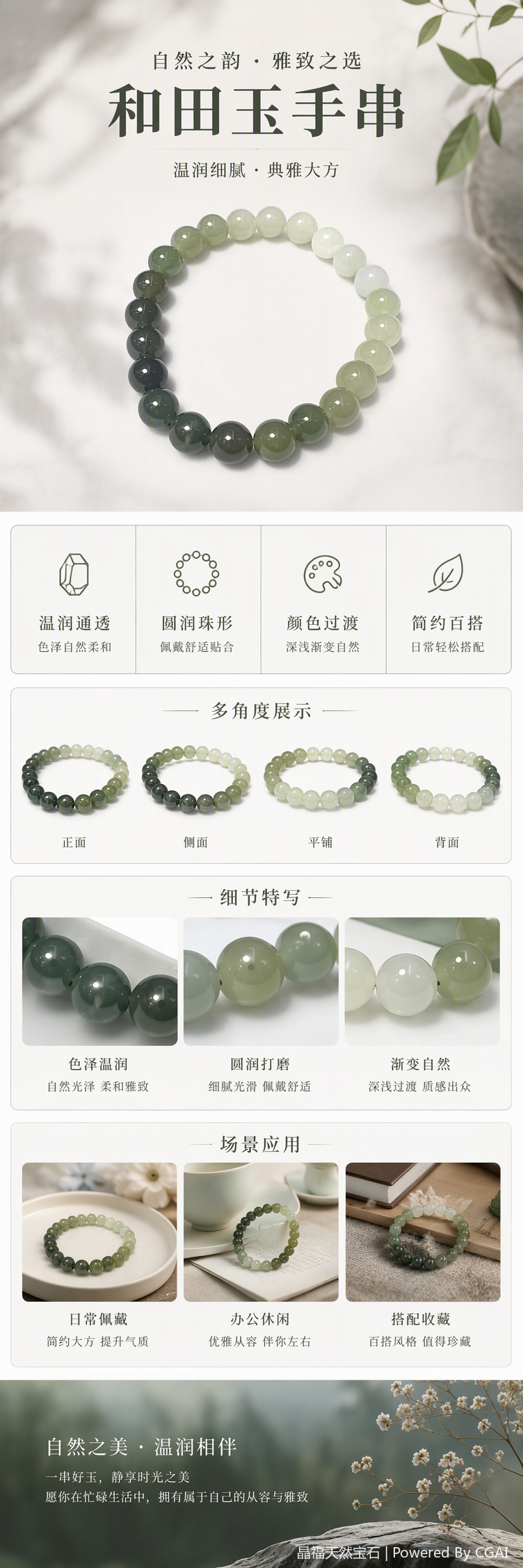 时尚绿色珠串手链简约复古手工编织多彩手饰潮流配饰女款详情1