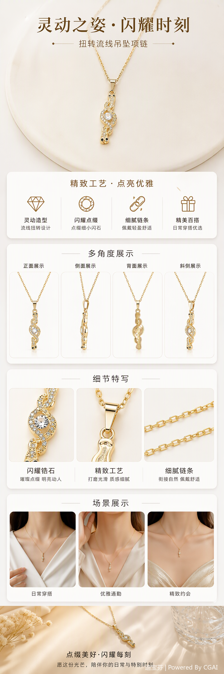 This fashionable golden snake-shaped design necklace is a trendy, individualistic and versatile accessory for women. It is a simple necklace and accessory pic 1