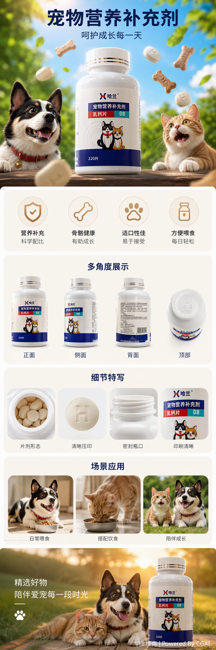Watson Vic Harlan Milk Calcium Tablets for Dogs, Sheep, Small and Medium-sized Dogs, pet Calcium Tablets, nutritional products for calcium supplementation and trace element supplementation pic 1