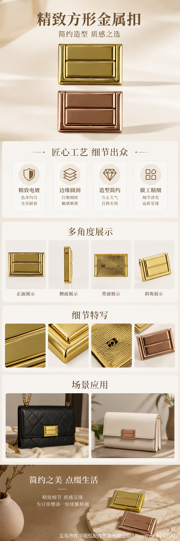 金属搭扣高品质金色玫瑰金配件多场景装饰手工DIY制作材料详情1