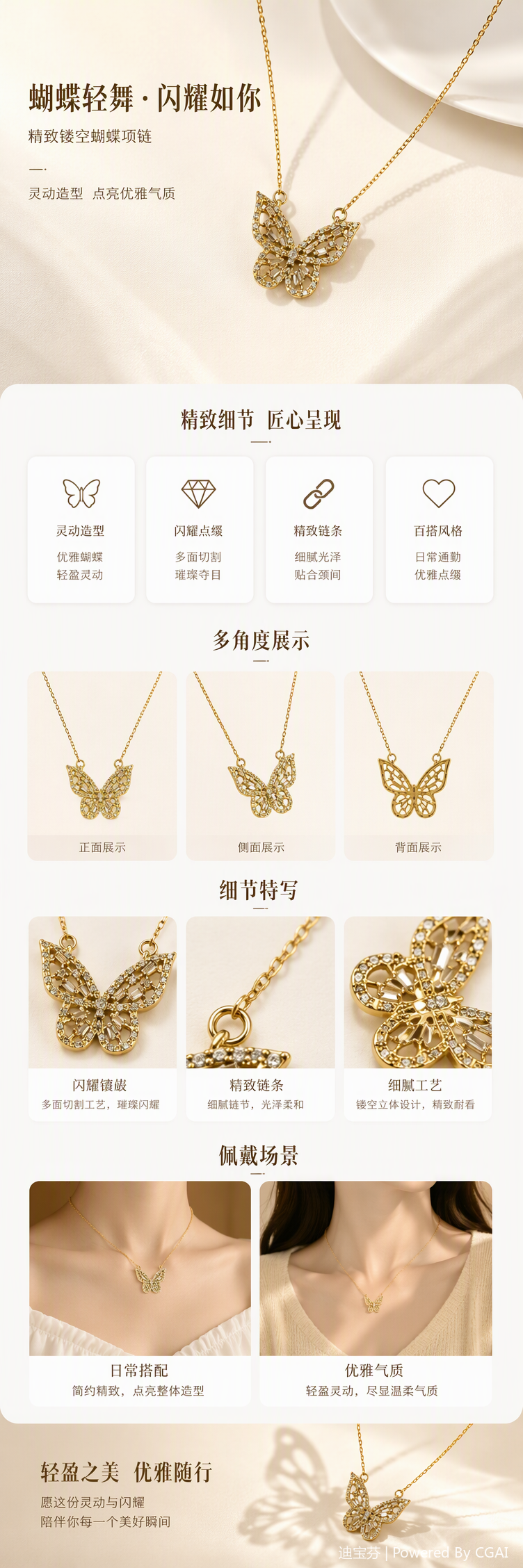 Fashionable golden butterfly-shaped necklace for women, simple and versatile Korean style, personalized accessory, gift decoration pic 1
