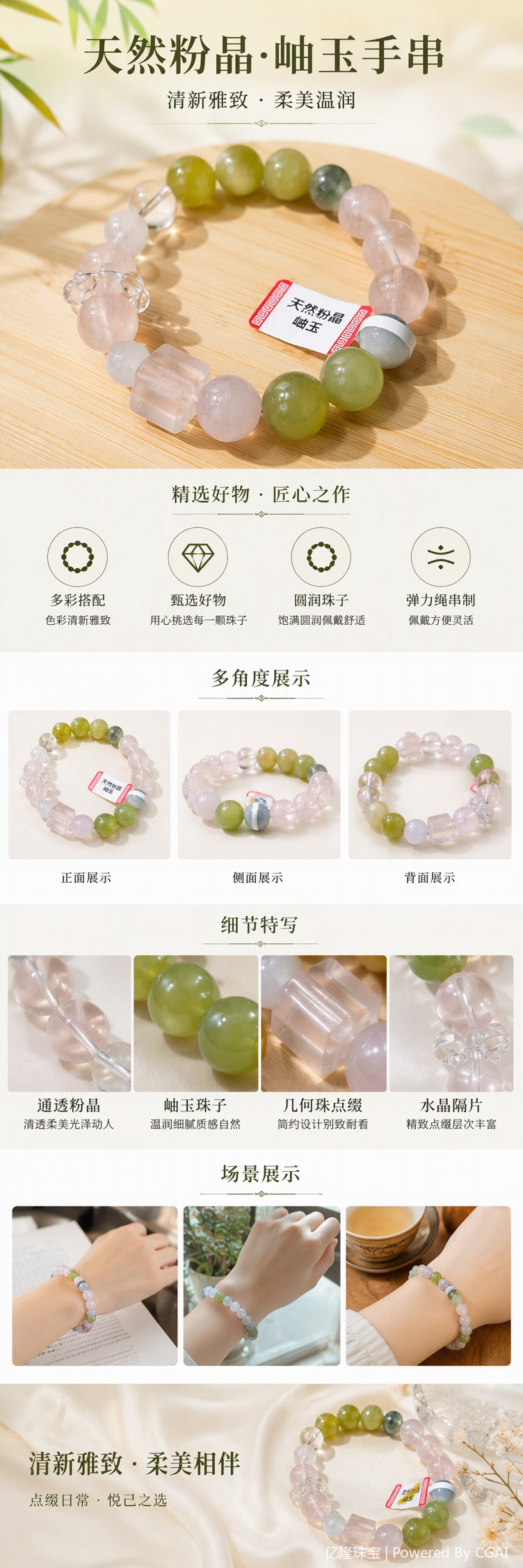 多彩水晶手链时尚手串手饰情侣个性手链女士学生生日礼物详情1