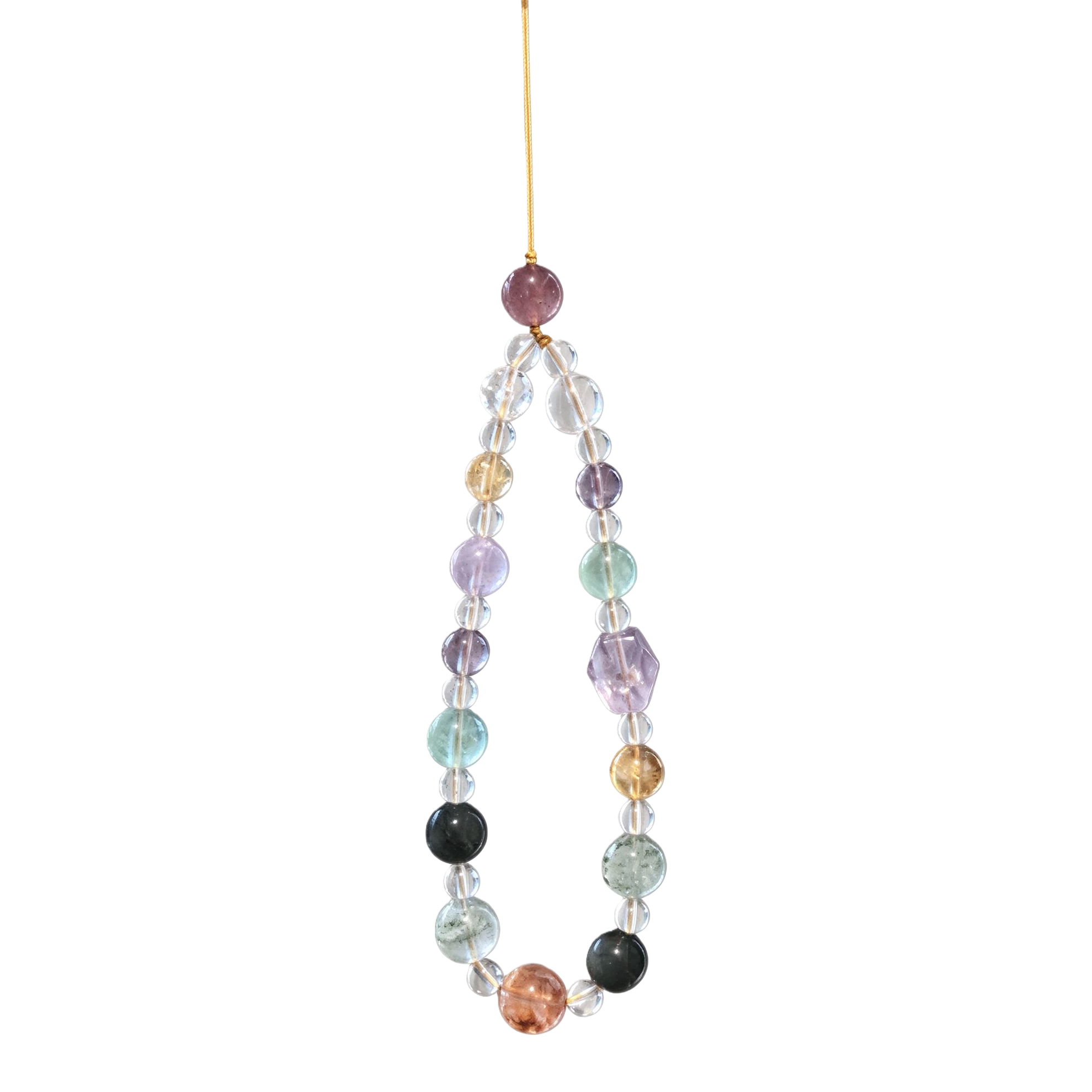 DuoBao cristal móvil cadena | 6mm natural Bai Shuijing violeta cristal fluorita diseño teléfono GuaJian Item Picture