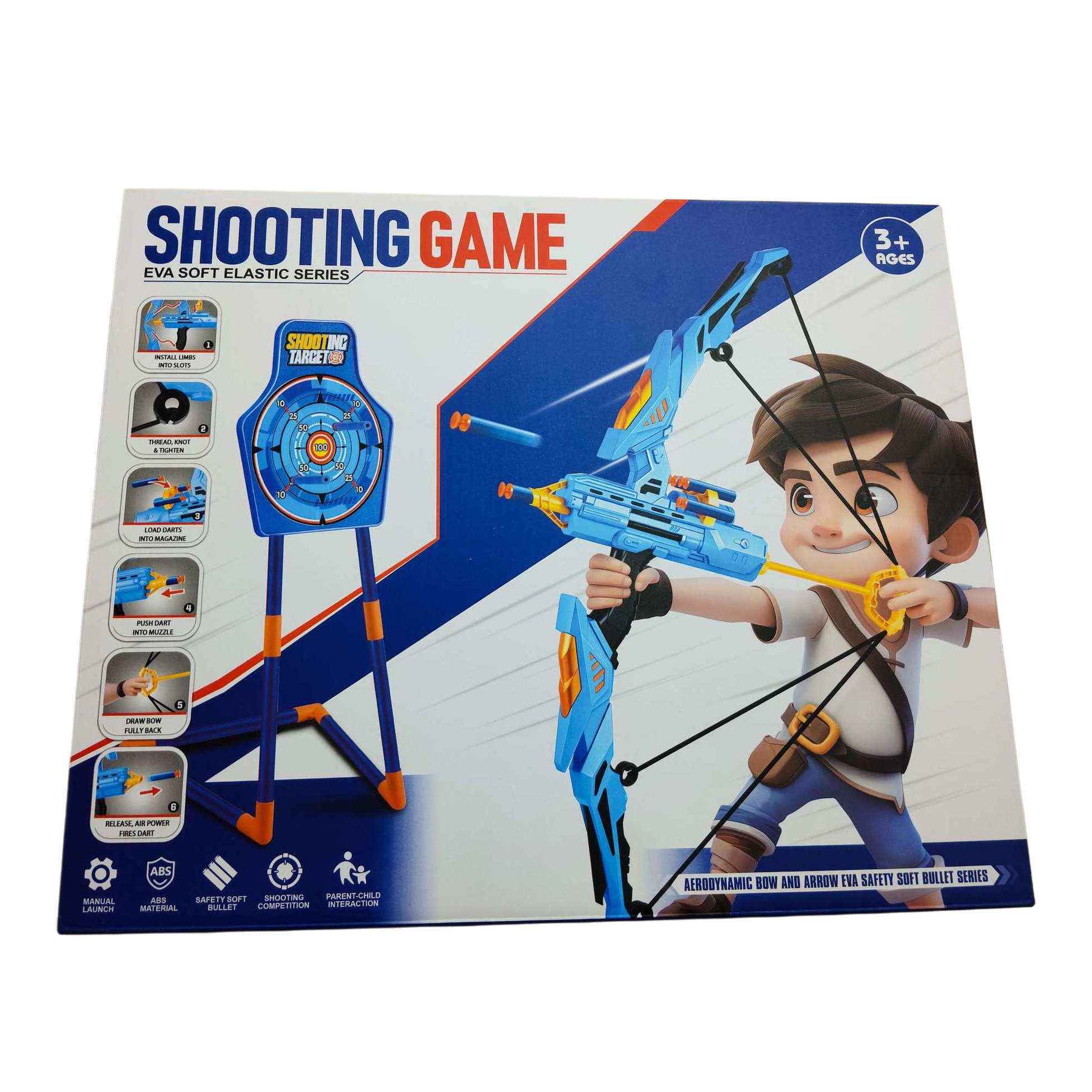 The children's blue bow and arrow toy set is safe and non-toxic, suitable for boys and girls as a shooting game gift Item Picture