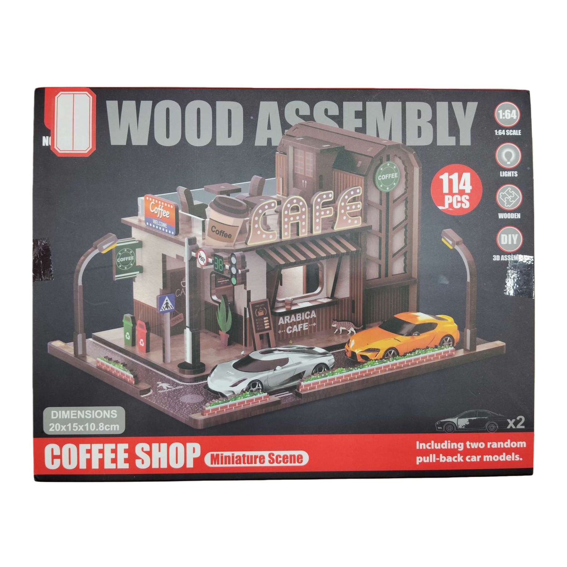 Creative handcrafted wooden assembly miniature scene model coffee shop decorative items, fun and creative gifts Item Picture