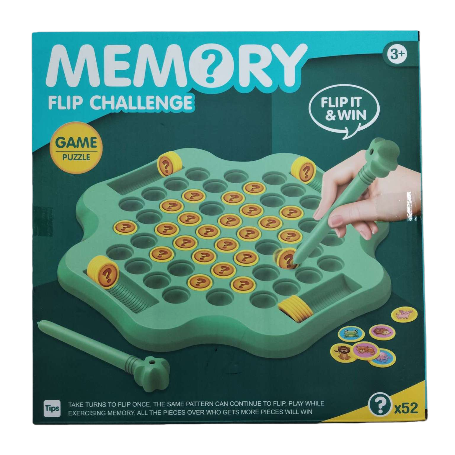 Green Memory Card-Flipping Challenge Game Box Children's Intelligence Training Fun and Casual Toy Gift Pack Item Picture