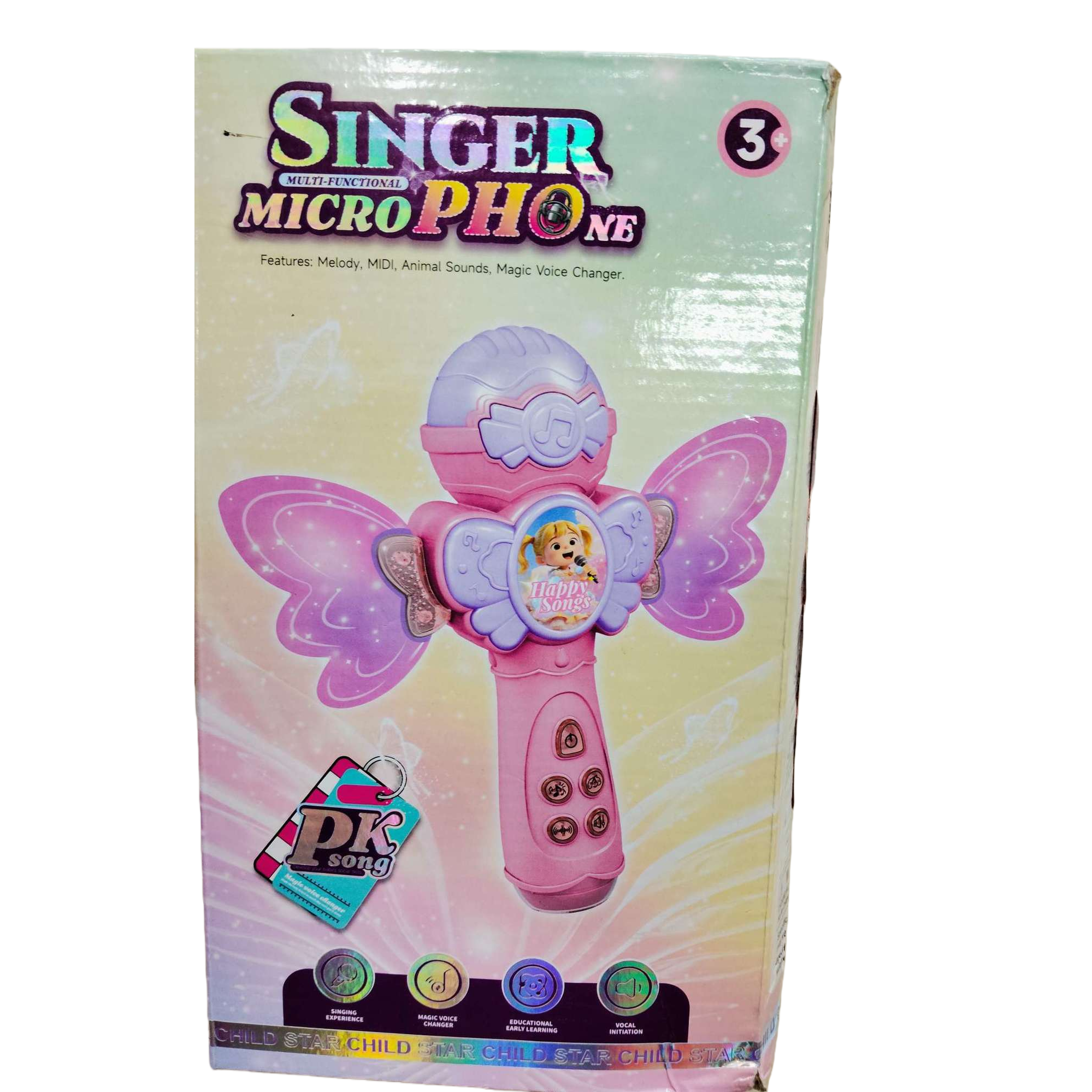 Pink butterfly-shaped children's microphone toy, singing and dancing interactive entertainment gift, Children's Day present Item Picture