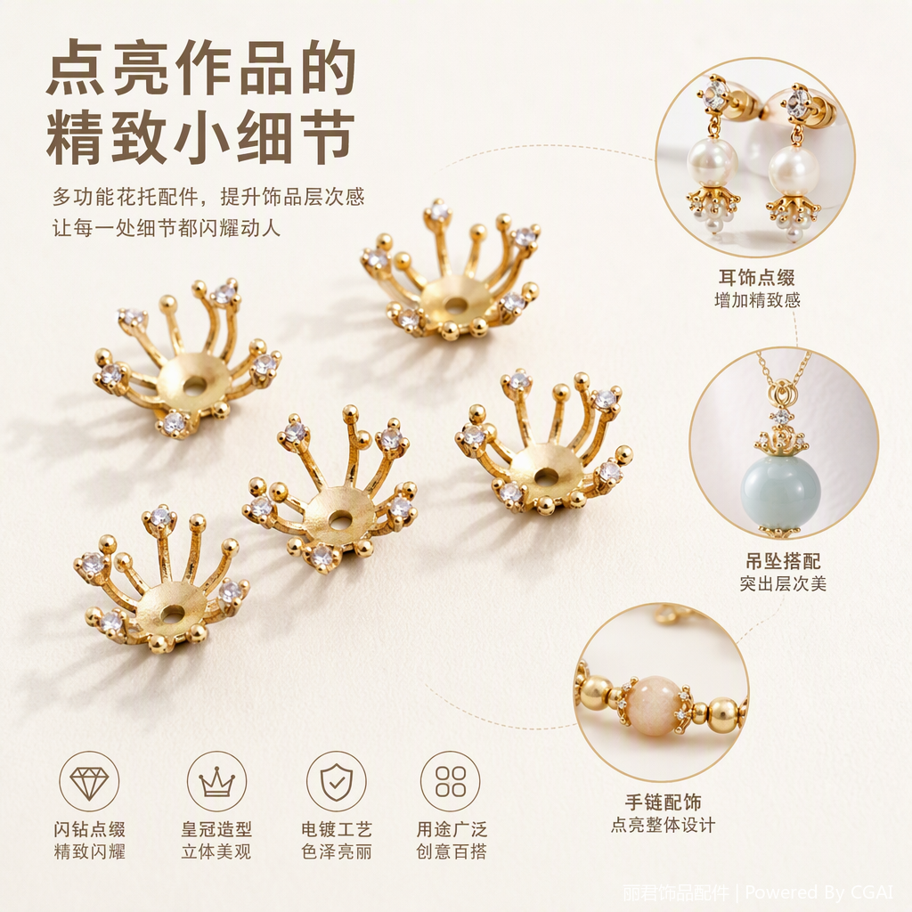Shining golden crown hair accessory, elegant and stylish lady's hair band, hair clip, hair accessory and other trendy and versatile accessories Specification image