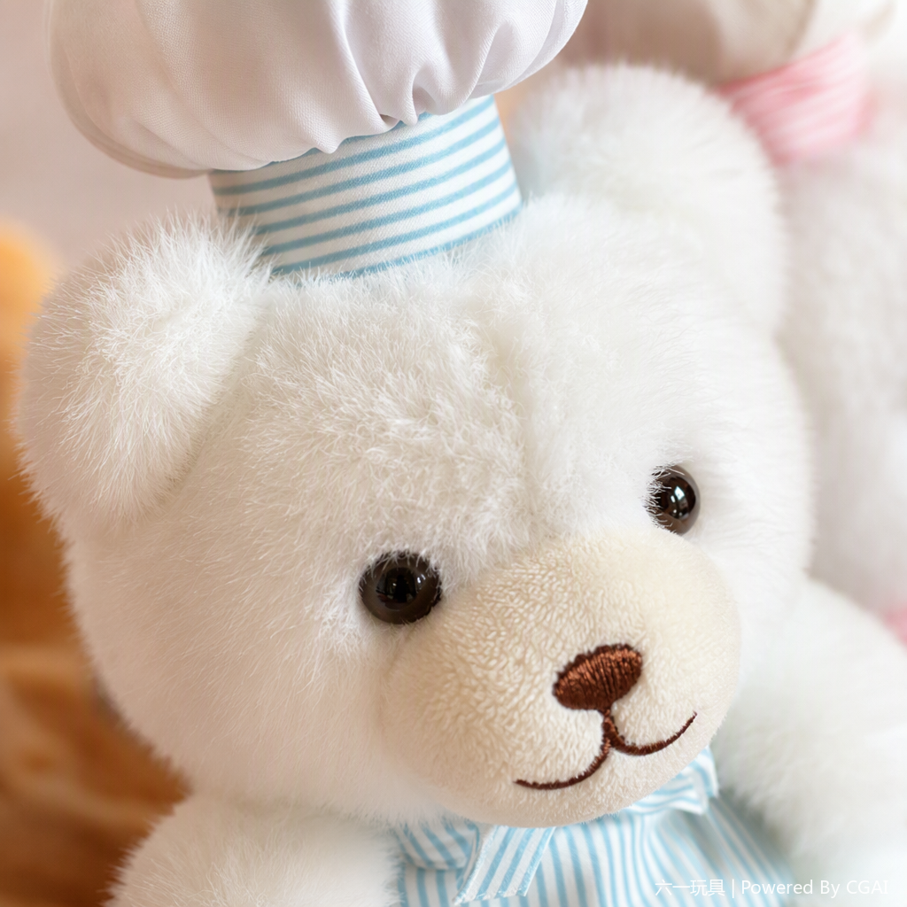 Chef bear wearing hat, scarf, bear plush pendant, schoolbag, keychain, hanging decoration, cute cartoon doll, little doll, cute plush doll, four chef hats, bear doll, throw pillow, fabric doll, children's gift Item Picture