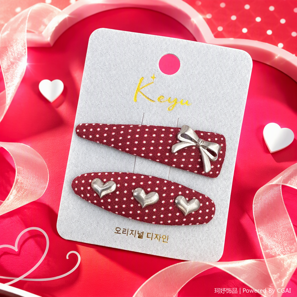 Estilo coreano clip de pelo simple conjunto arco forma larga tres corazones oval adorno de pelo ramo de pelo accesorios moda y versatilidad Specification image