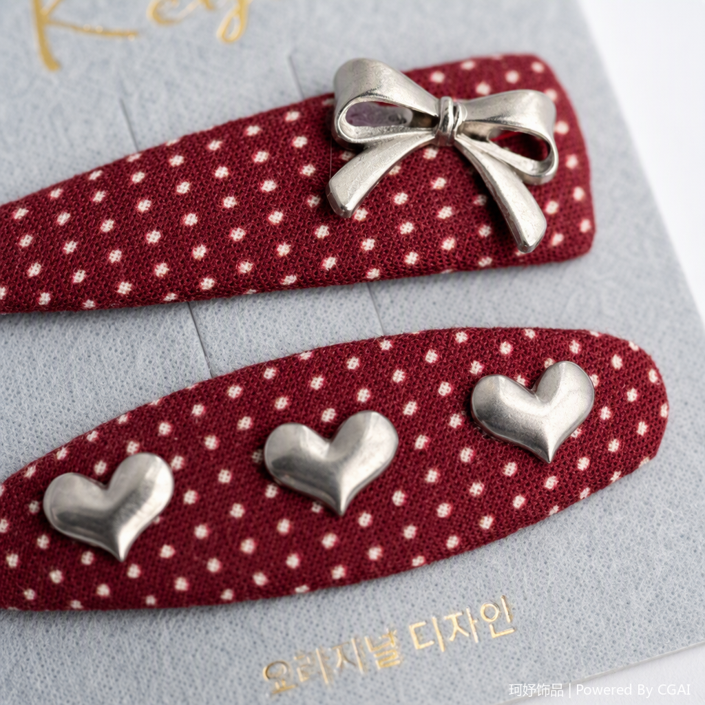 Estilo coreano clip de pelo simple conjunto arco forma larga tres corazones oval adorno de pelo ramo de pelo accesorios moda y versatilidad Application Scenario