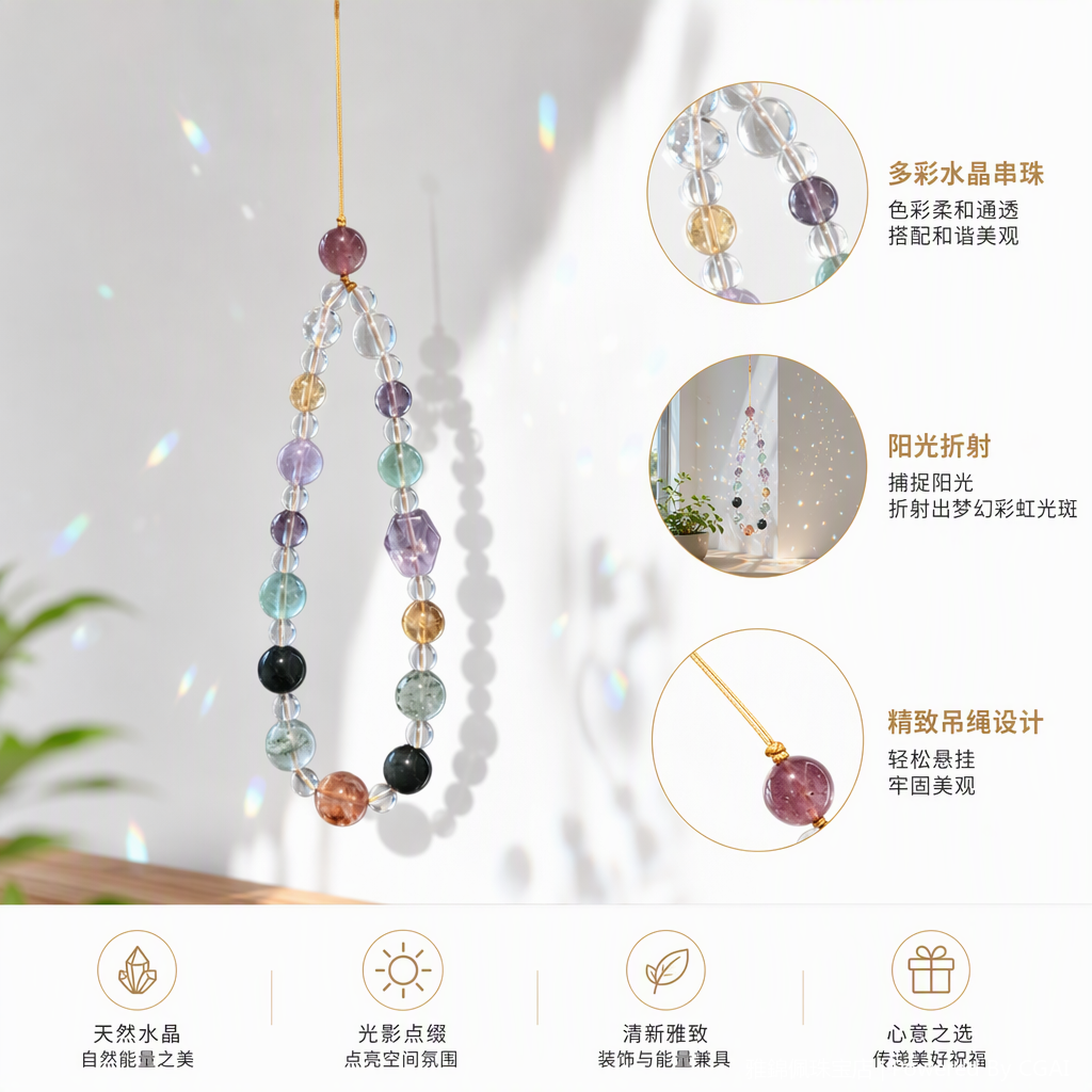 Duobao Crystal Mobile phone Chain: 6mm natural white crystal, amethyst and fluorite design mobile phone pendant