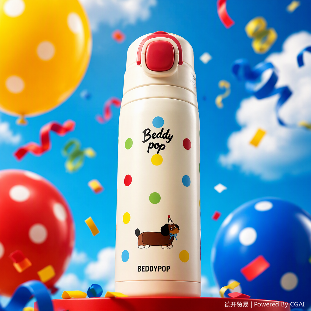 Cute puppy, colorful polka dot insulated cup, white stainless steel portable warm water cup for students as a gift Specification image