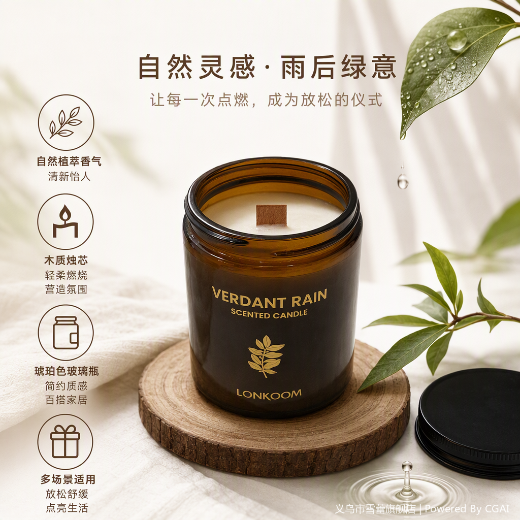 High-end brown glass jar aromatherapy candles, indoor long-lasting light fragrance, healing and relaxing aromatherapy lamps, candlestick decoration items