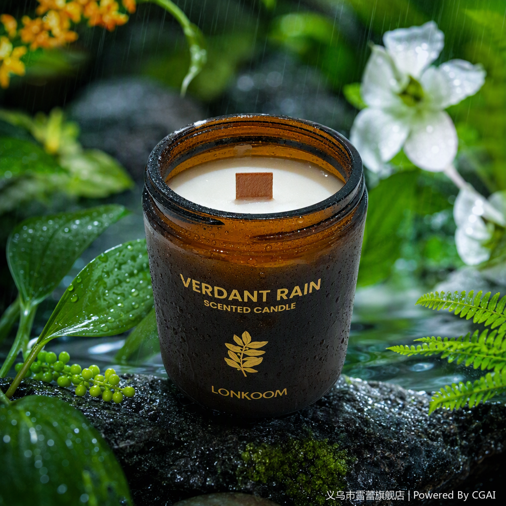High-end brown glass jar aromatherapy candles, indoor long-lasting light fragrance, healing and relaxing aromatherapy lamps, candlestick decoration items Specification image