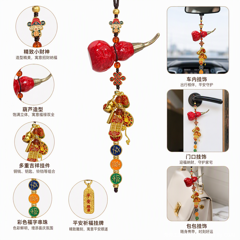 Red gourd pendant, Chinese-style hand-woven auspicious decorative item, home hanging piece, festival gift